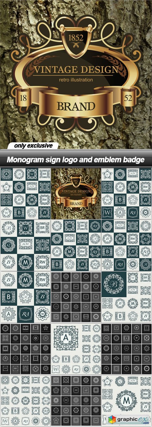 Monogram sign logo and emblem badge - 15 EPS