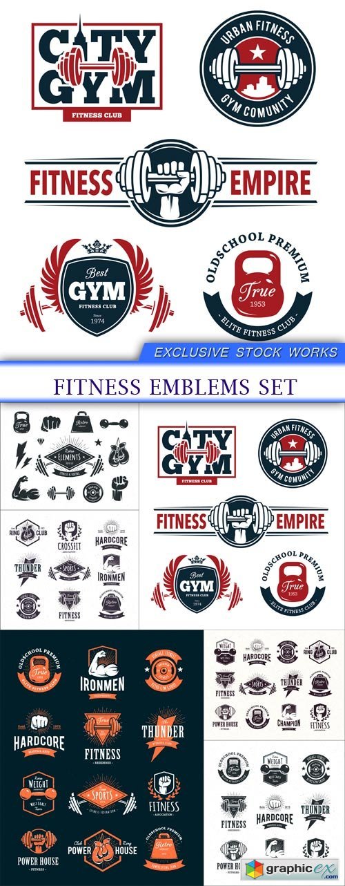 Fitness Emblems Set 6X EPS