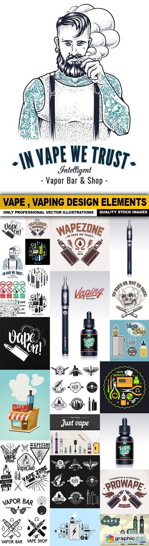 Vape , Vaping Design Elements - 25 Vecor