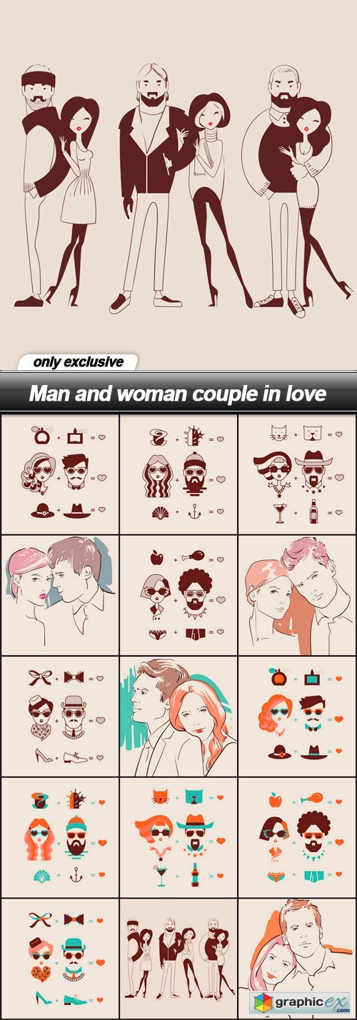 Man and woman couple in love - 15 EPS