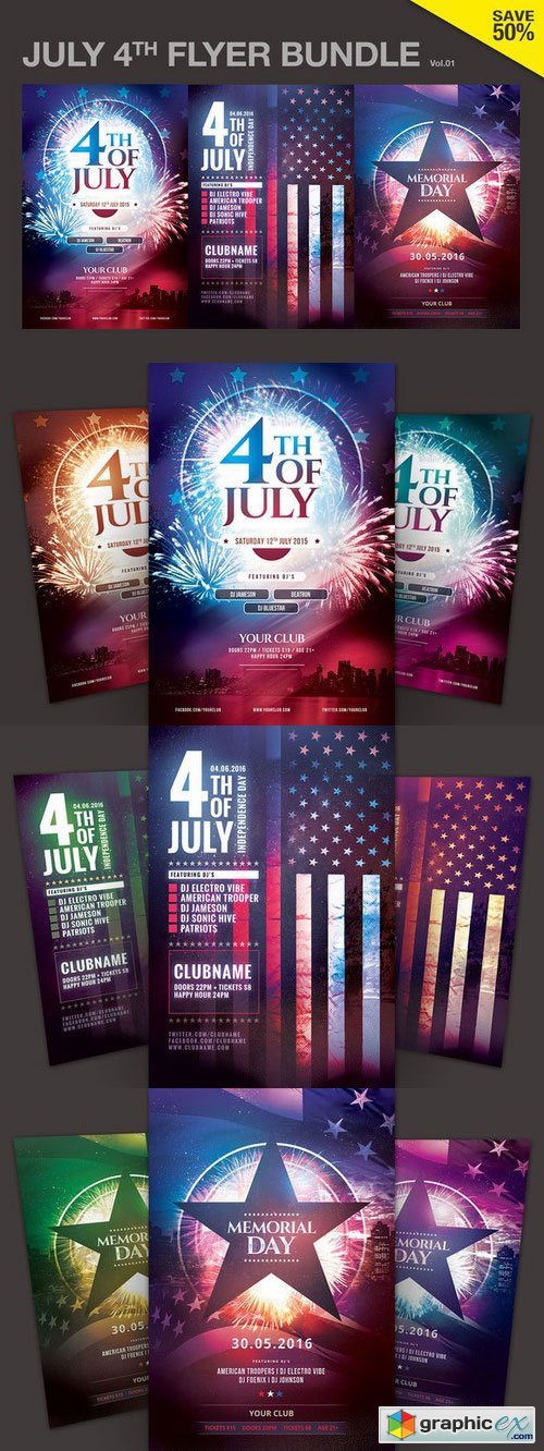 July 4th & Memorial Day Flyer Bundle