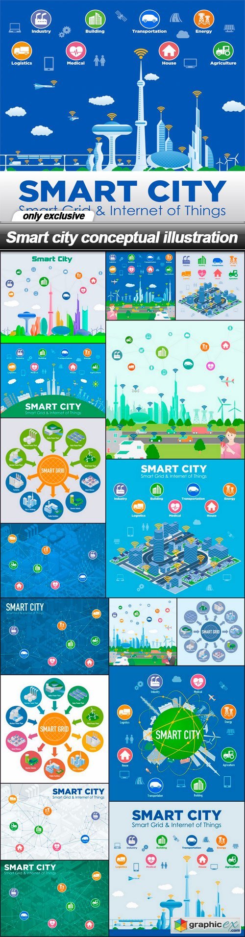 Smart city conceptual illustration - 17 EPS