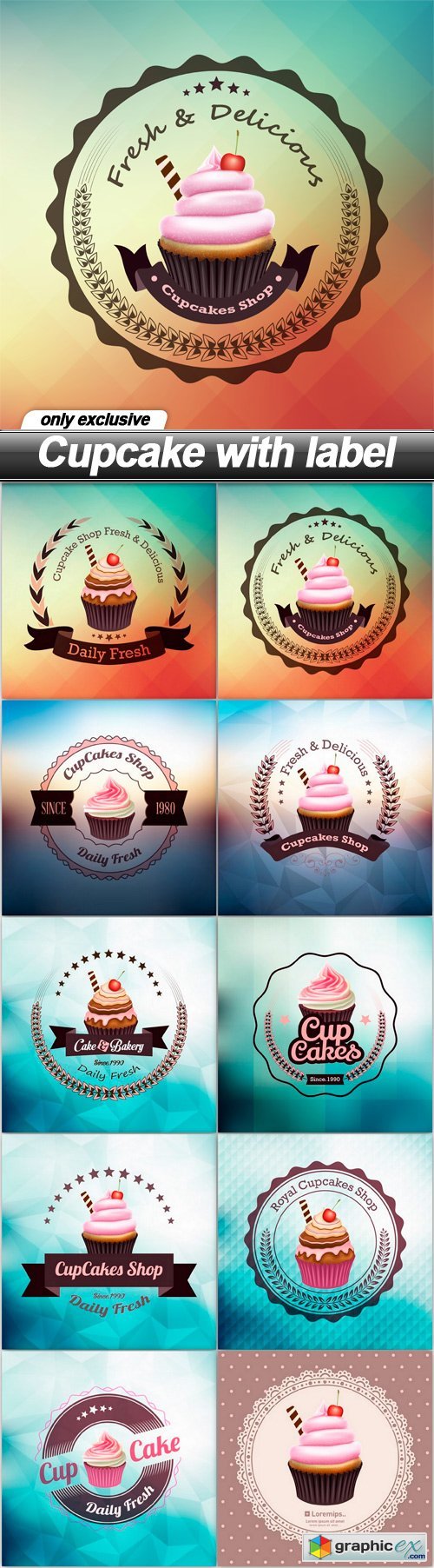 Cupcake with label - 10 EPS