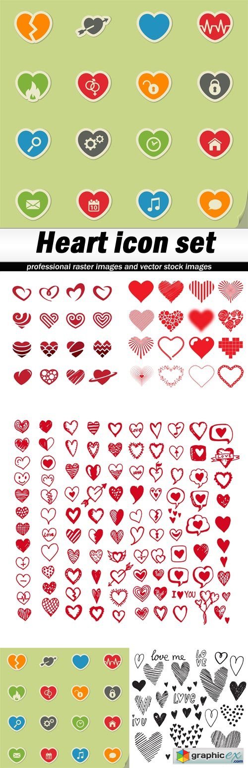 Heart icon set - 5 EPS