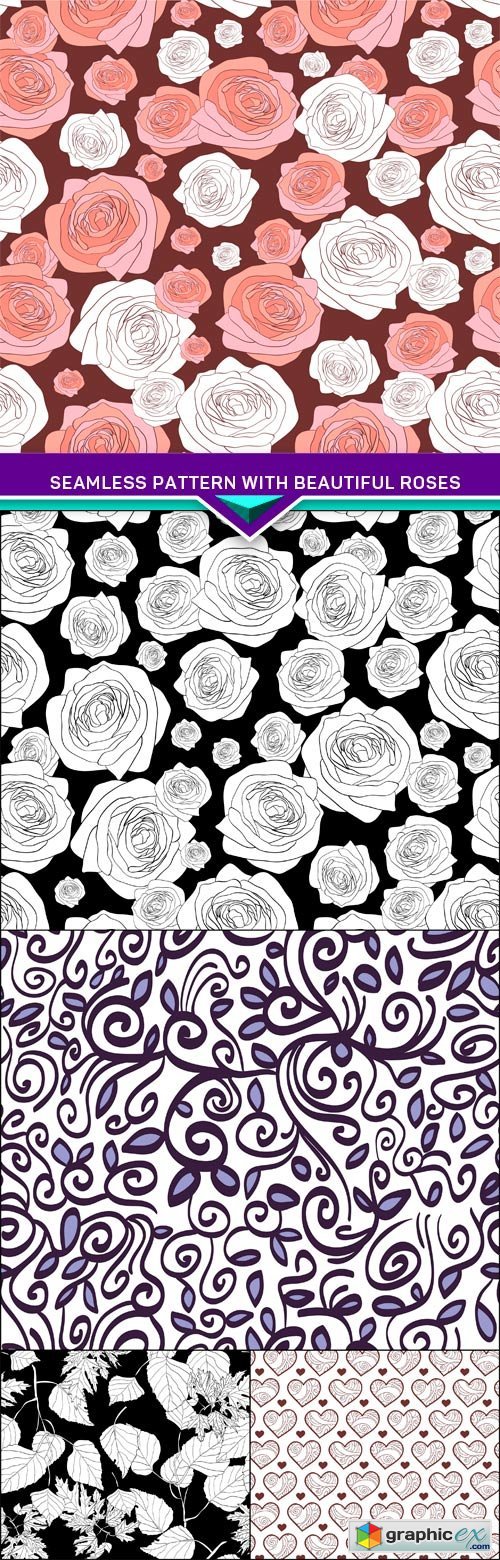 Seamless pattern with beautiful roses 5X EPS