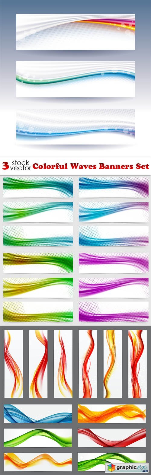 Colorful Waves Banners Set