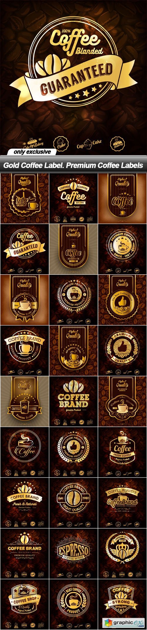 Gold Coffee Label. Premium Coffee Labels - 27 EPS