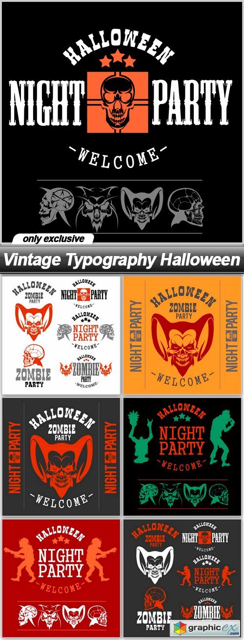 Vintage Typography Halloween - 7 EPS