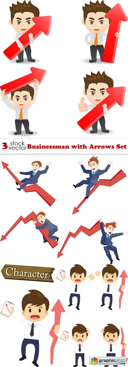 Businessman with Arrows Set