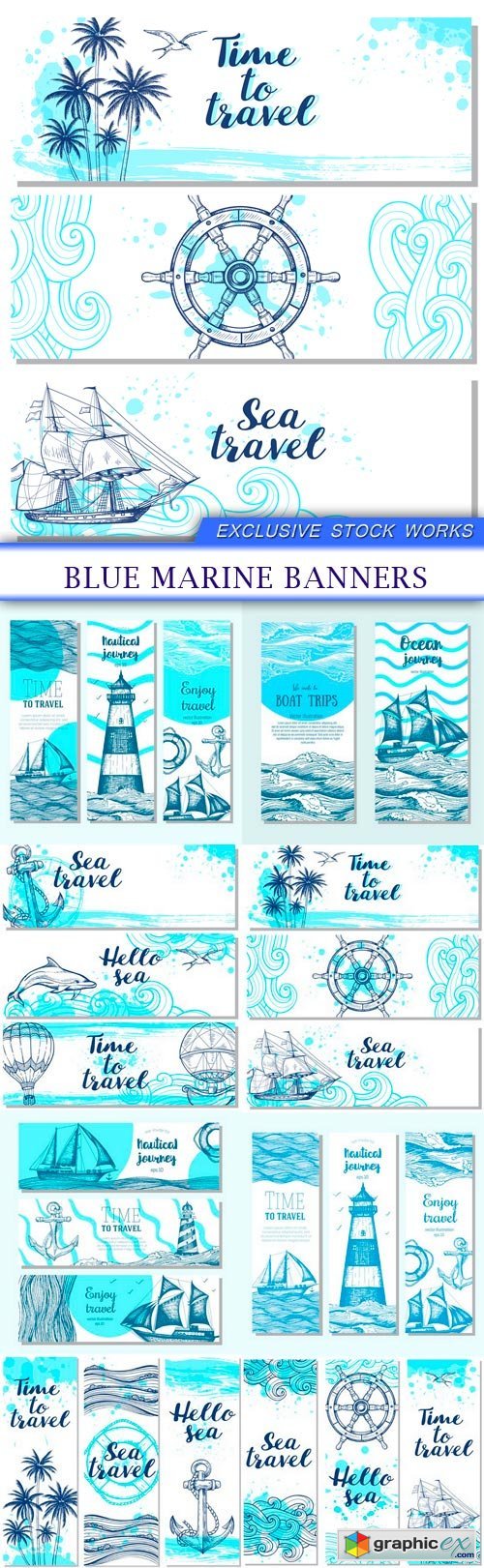 Blue marine banners 8X EPS