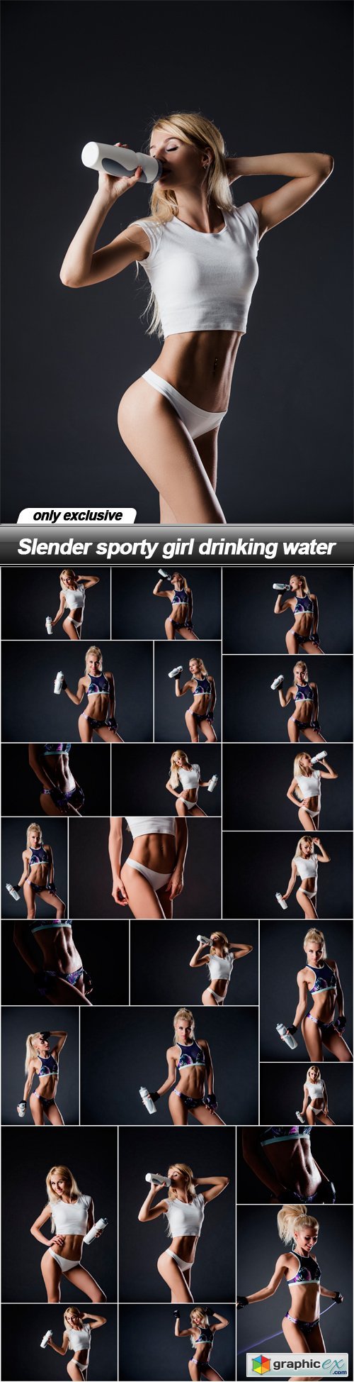 Slender sporty girl drinking water - 24 UHQ JPEG