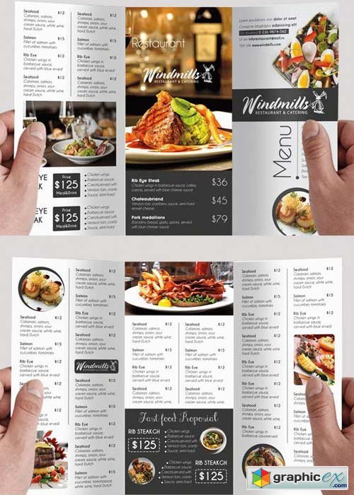 Restaurant Menu V3 PSD Tri-Fold PSD Brochure Template