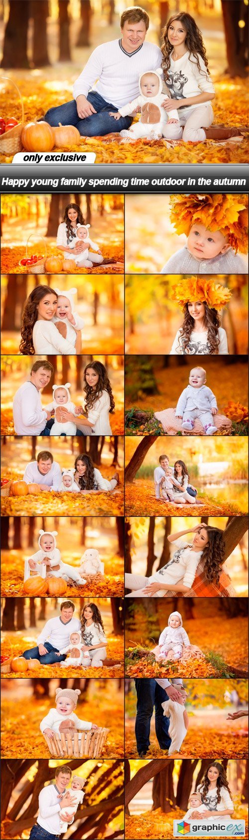 Happy young family spending time outdoor in the autumn - 16 UHQ JPEG