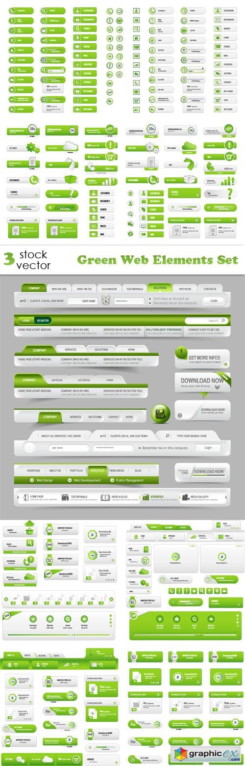 Green Web Elements Set