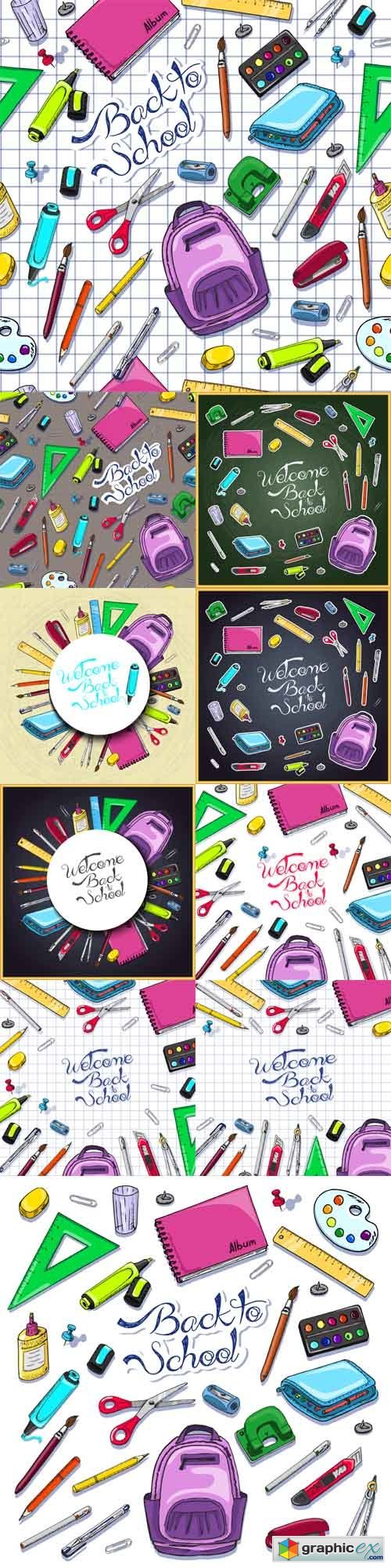 Illustrations of Back to School Supplies