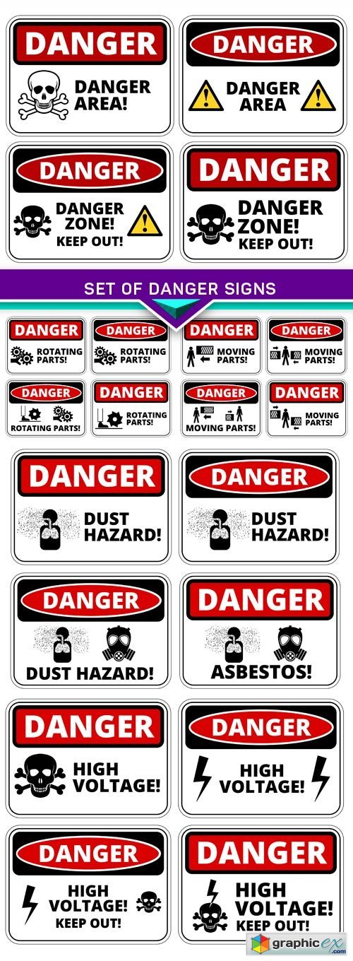 Set of danger signs, vector illustration 5X EPS