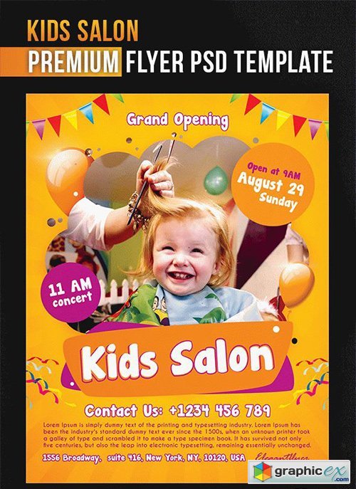 Kids Salon  Flyer PSD Template + Facebook Cover
