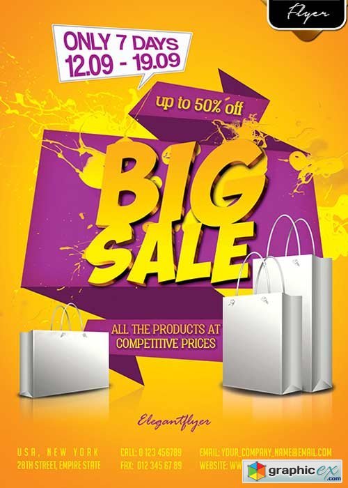 Big Sale Offer V3 Flyer PSD Template + Facebook Cover