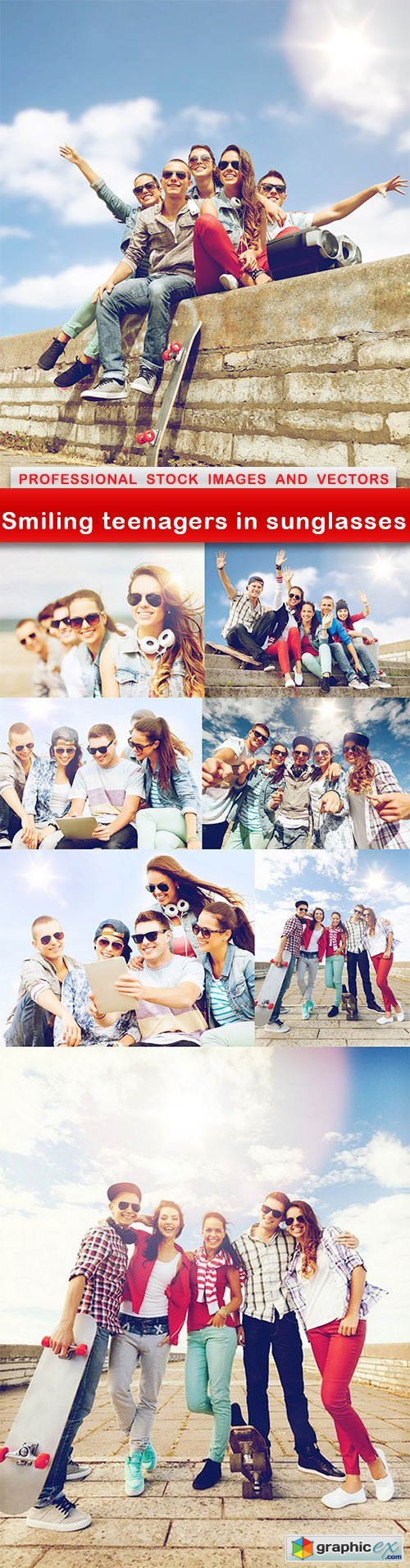 Smiling teenagers in sunglasses - 8 UHQ JPEG
