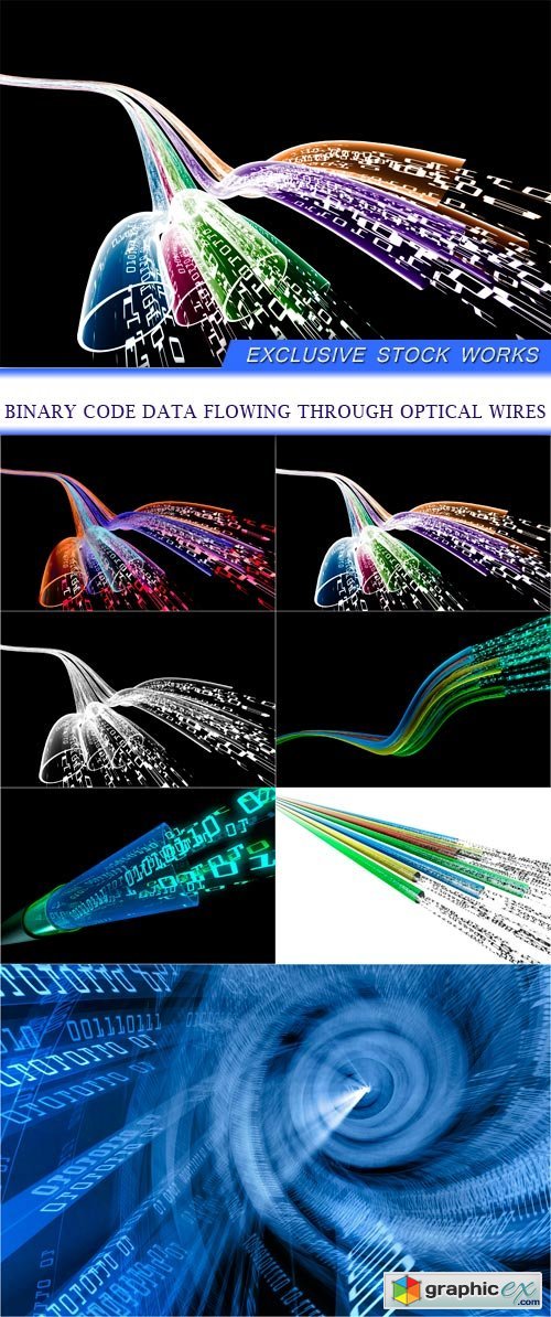 binary code data flowing through optical wires 7X JPEG