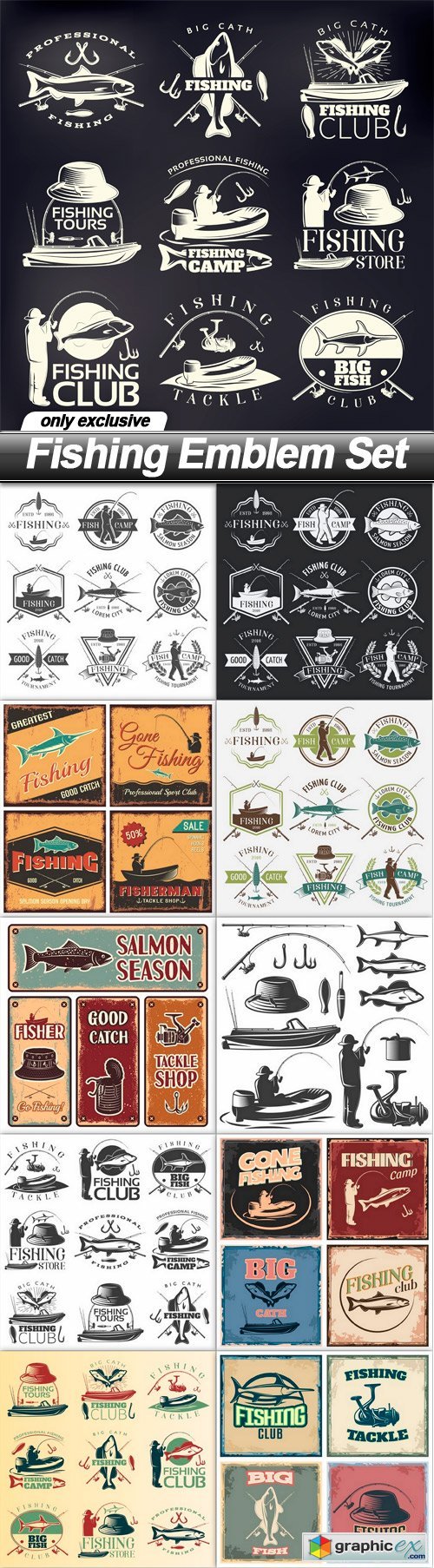 Fishing Emblem Set - 11 EPS