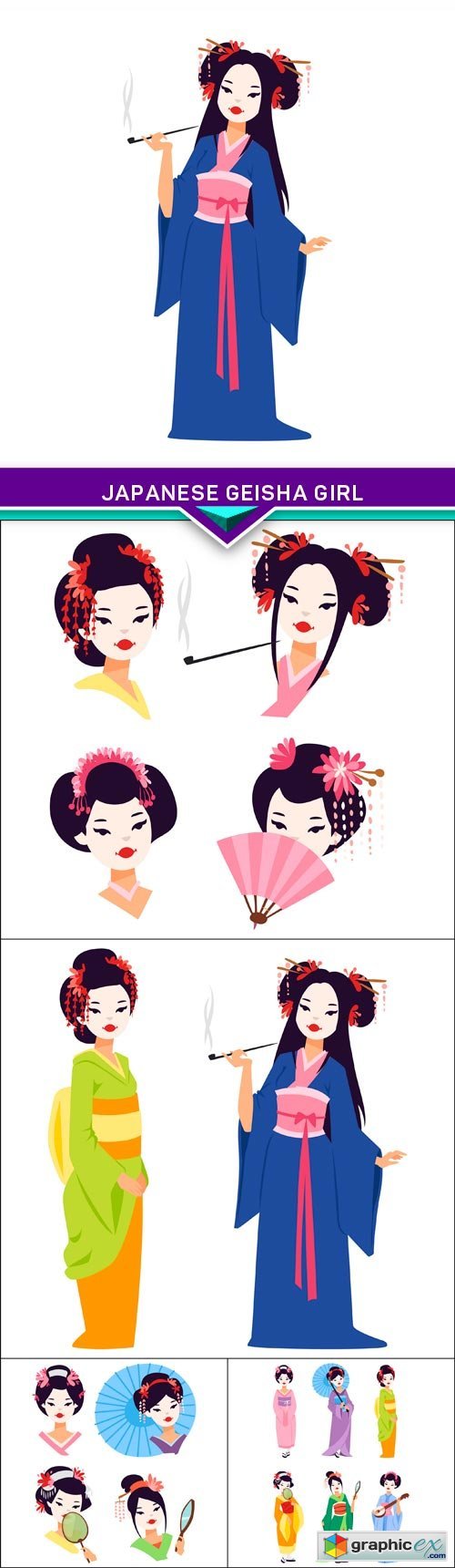 Japanese geisha girl 5X EPS