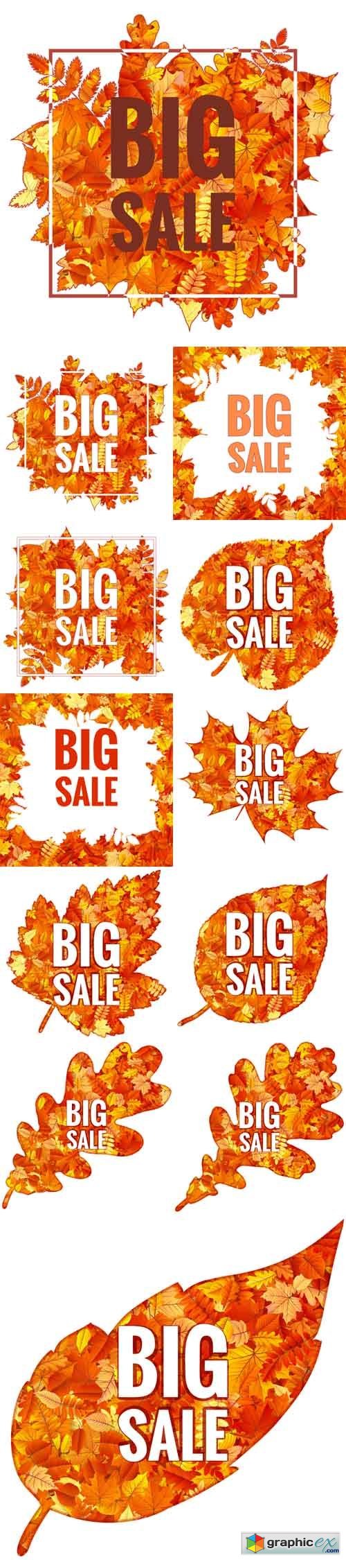 Autumn Sales Banner With Colorful Leaves