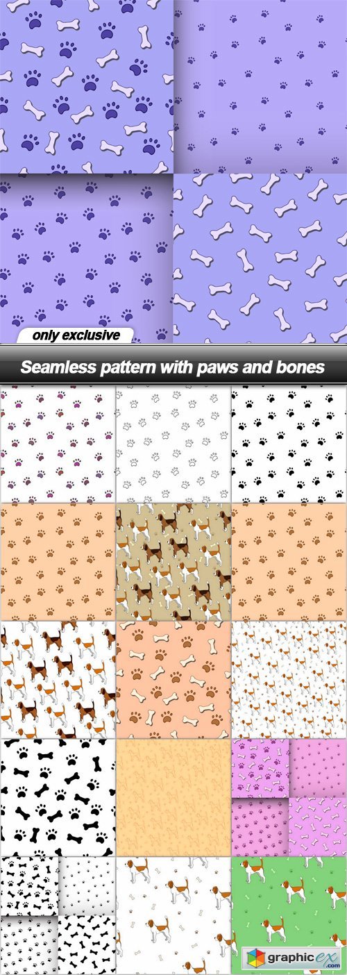 Seamless pattern with paws and bones - 16 EPS