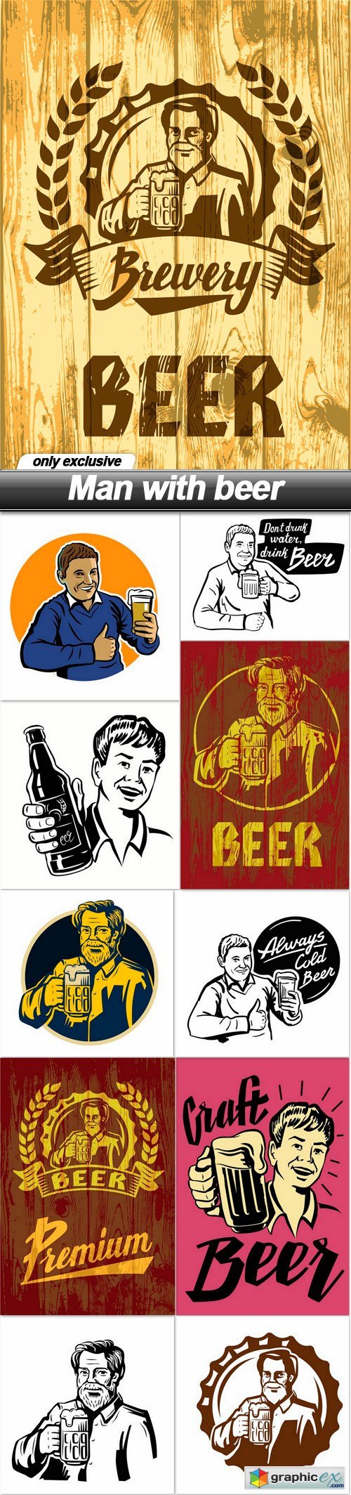 Man with beer - 11 EPS