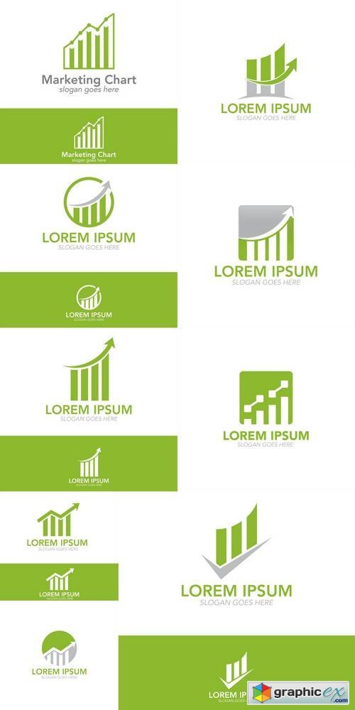 Business Professional Logo Template with Bars and Chart