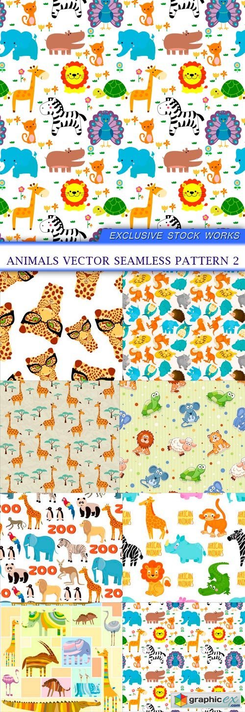 animals vector seamless pattern 2 8X EPS