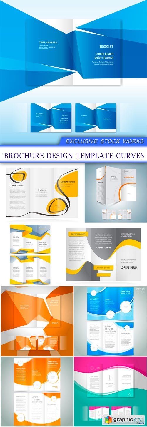brochure design template curves 9X EPS