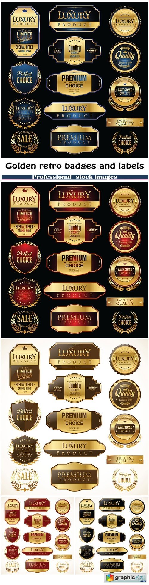 Premium and luxury golden retro badges and labels