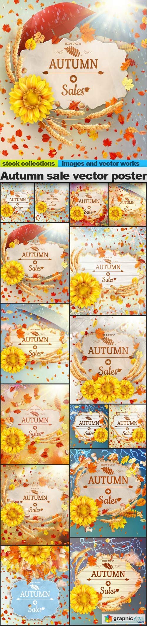 Autumn sale vector poster, 15 x EPS
