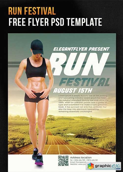 Run Festival V5 Flyer PSD Template + Facebook Cover