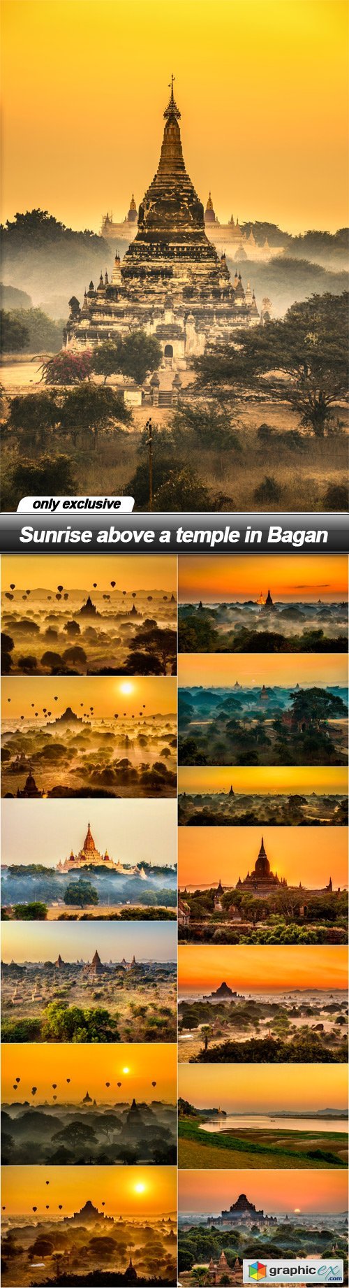 Sunrise above a temple in Bagan - 14 UHQ JPEG
