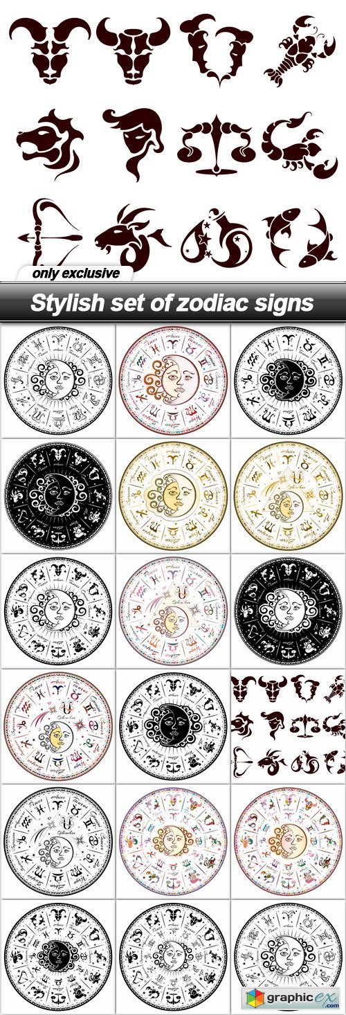 Stylish set of zodiac signs - 17 EPS