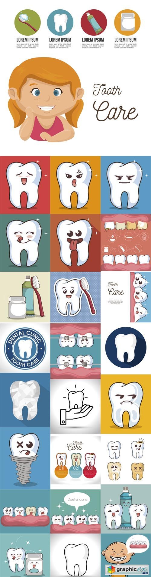 Human Tooth Character Icon Illustration Graphic