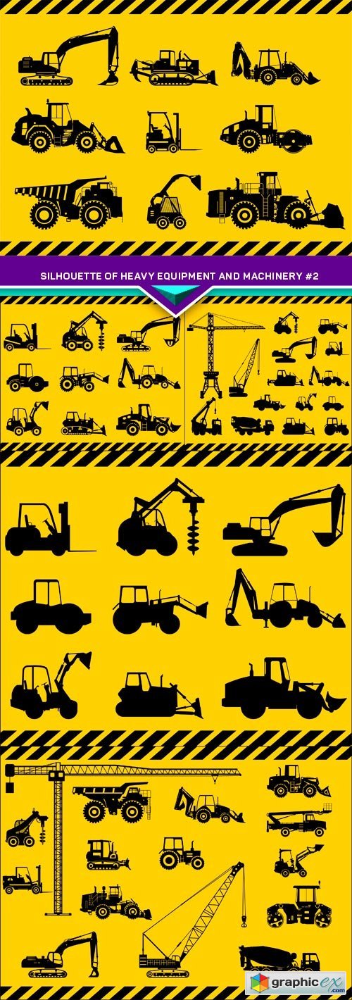 Silhouette illustration of heavy equipment and machinery #2 5X EPS