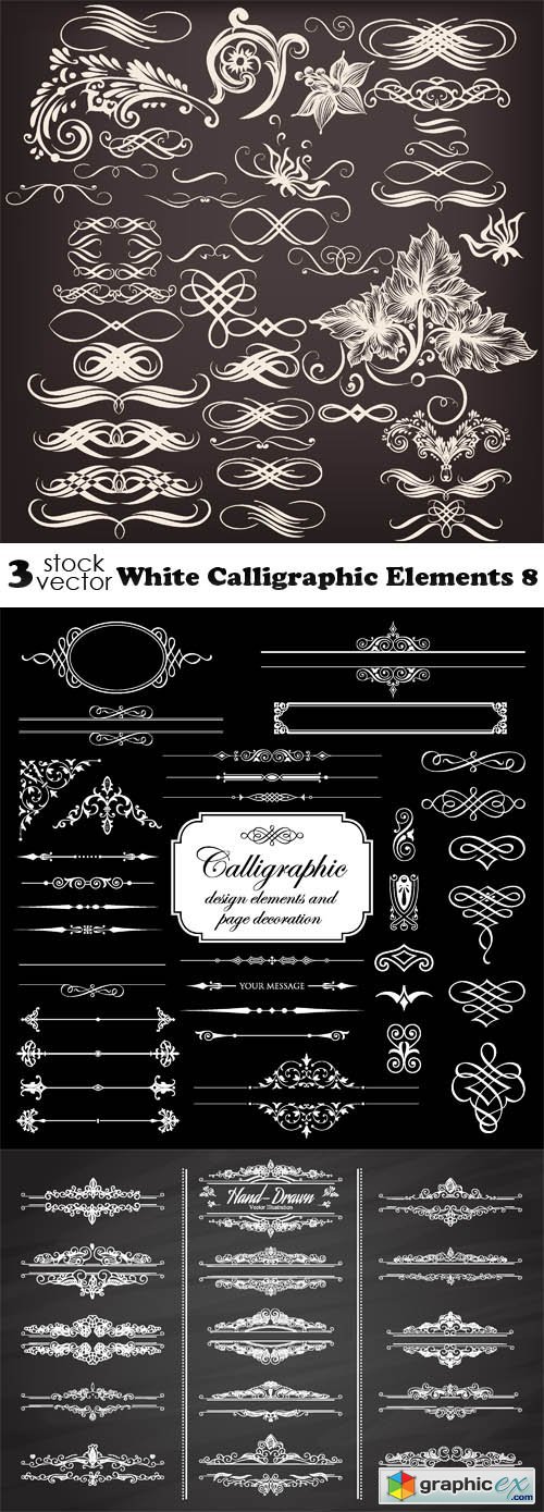 White Calligraphic Elements 8