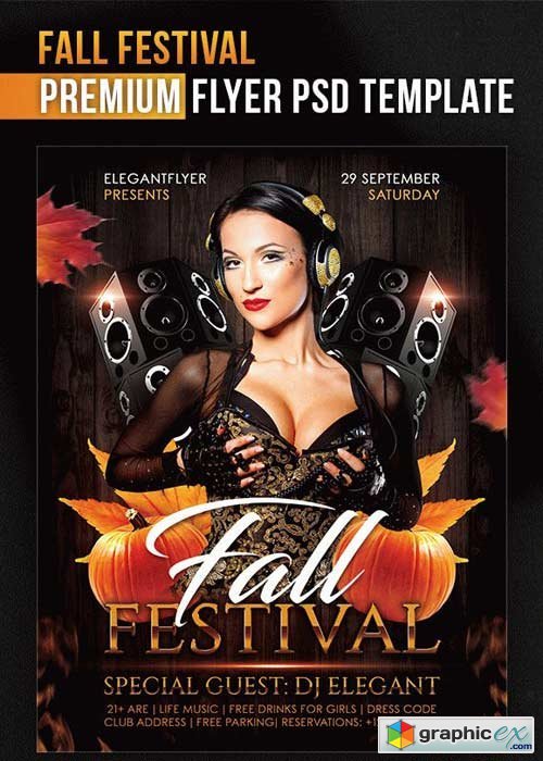 Fall Festival V5 Flyer PSD Template + Facebook Cover
