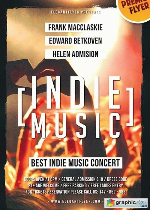 Indie Music V10 Flyer PSD Template + Facebook Cover