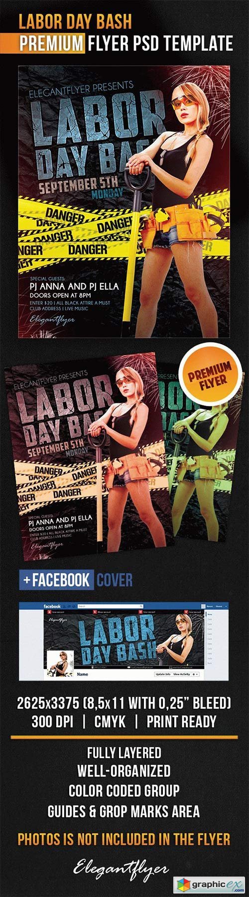 Labor Day Bash  Flyer PSD Template + Facebook Cover