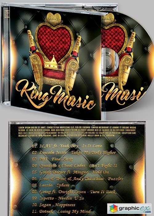 King Music CD Cover PSD Template