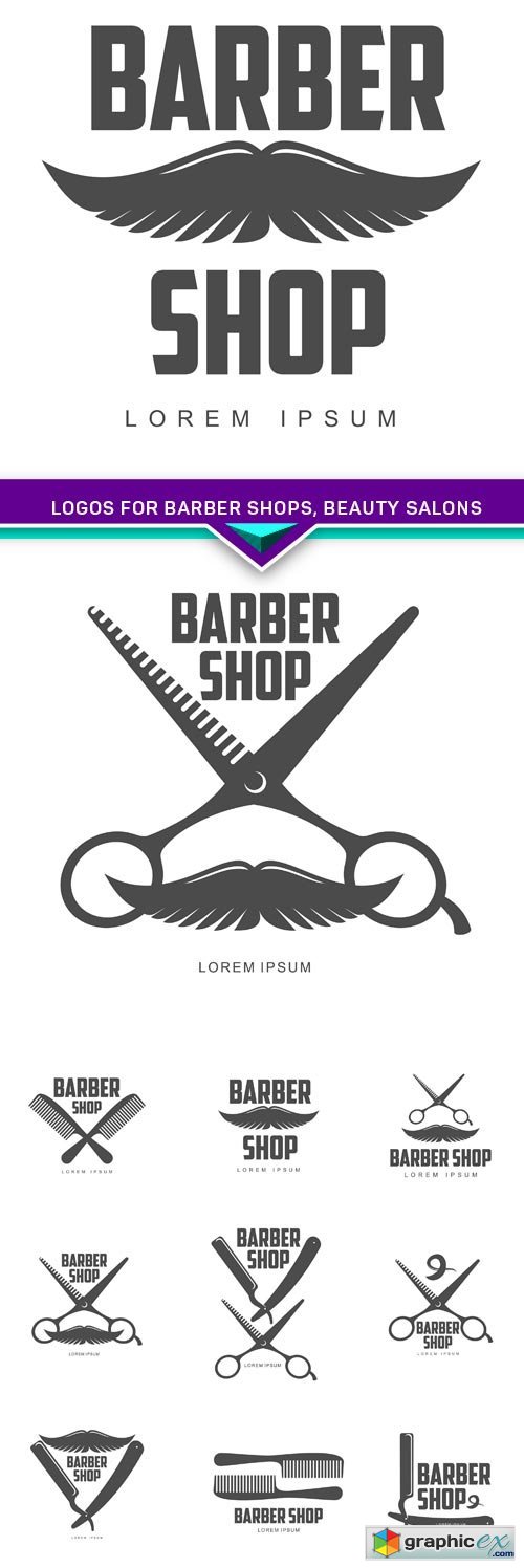 Logos for barber shops, beauty salons 3X EPS