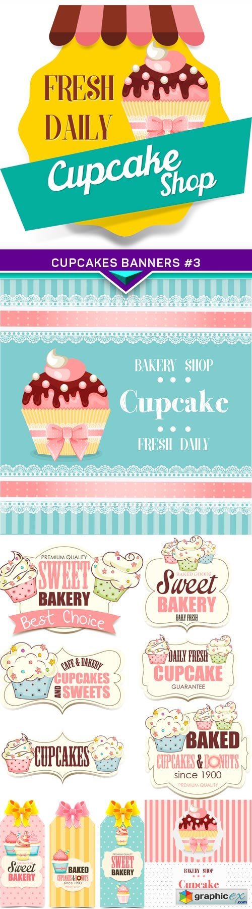 Cupcakes banners #3 5X EPS