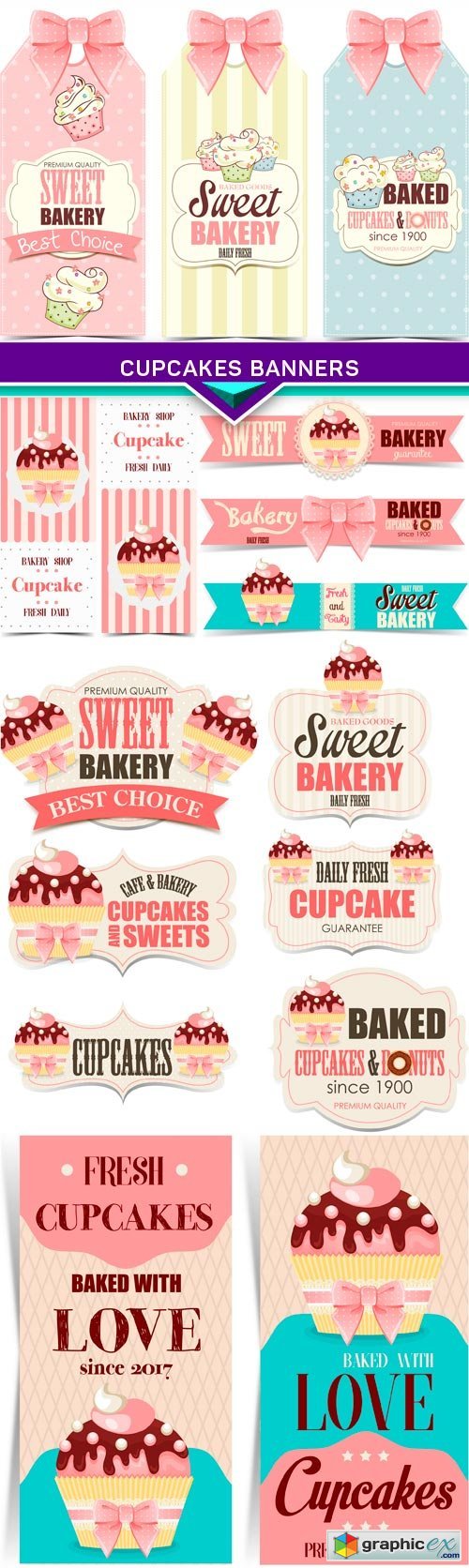 Cupcakes banners 5X EPS