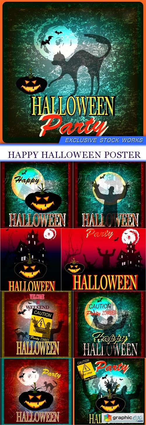 Happy Halloween Poster 9x EPS