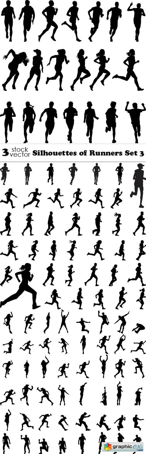 Silhouettes of Runners Set 3