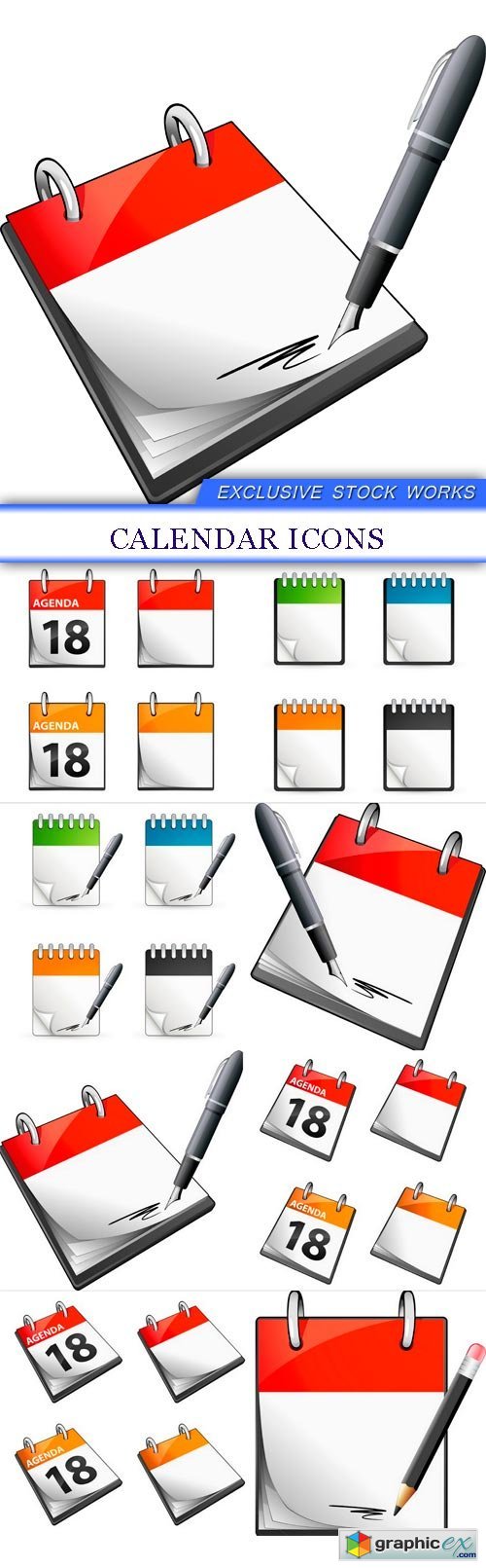 calendar icons 8x SVG